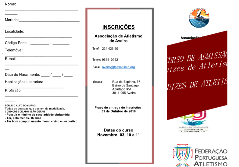 CURSO DE TREINADORES - Inscrições até 09/03/2018